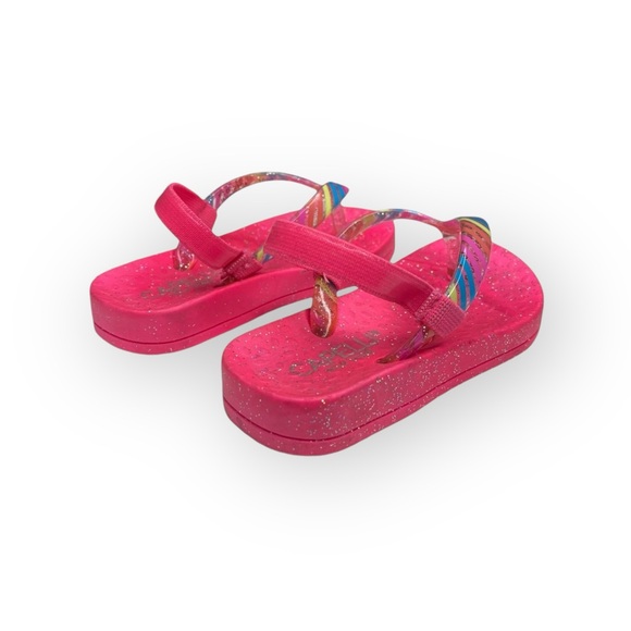 Capelli NY ㋛ Slingback Flip Flop Rainbow Glitter Sandals ㋛ Fuchsia ㋛ Size 4 / 5 - Picture 3 of 16
